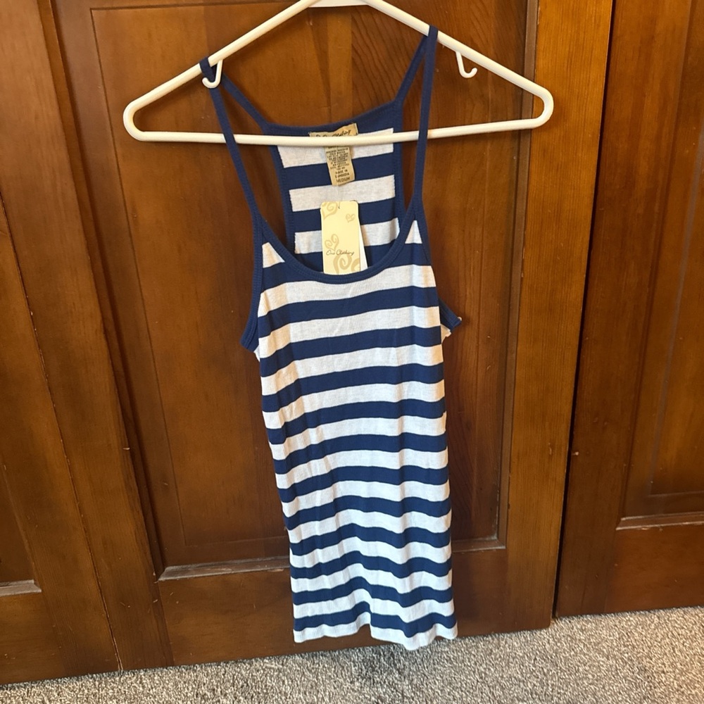 Blue and White Striped Tank Top
